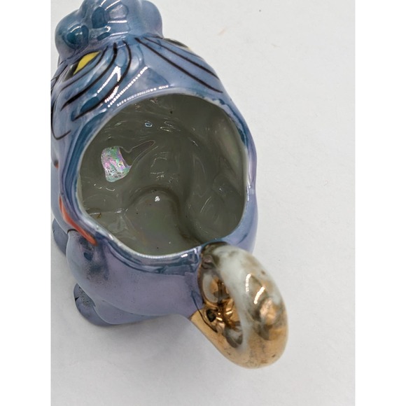 Japanese Bonzo Dog Fu Blue Lusterware Sugar Creamer Hand Painted Anthropomorphic - Picture 6 of 13